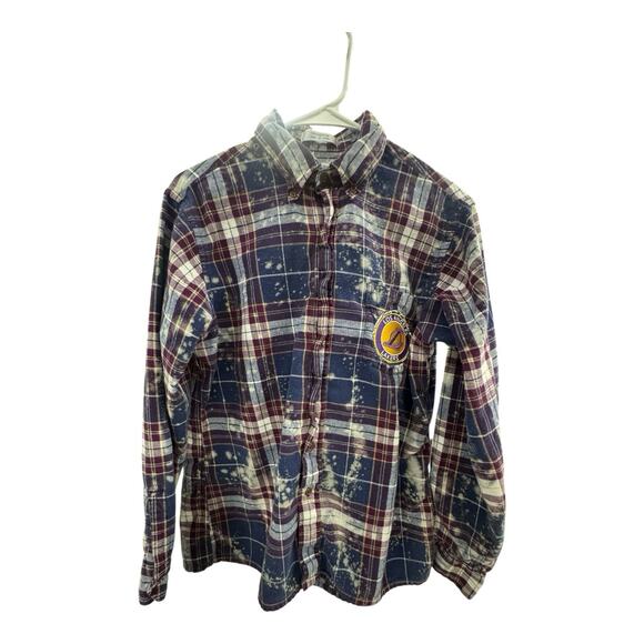 UPCYCLED Arrow Sport Bleach Blue Purple L Flannel Long Sleeve Los Angeles Lakers - Picture 1 of 7